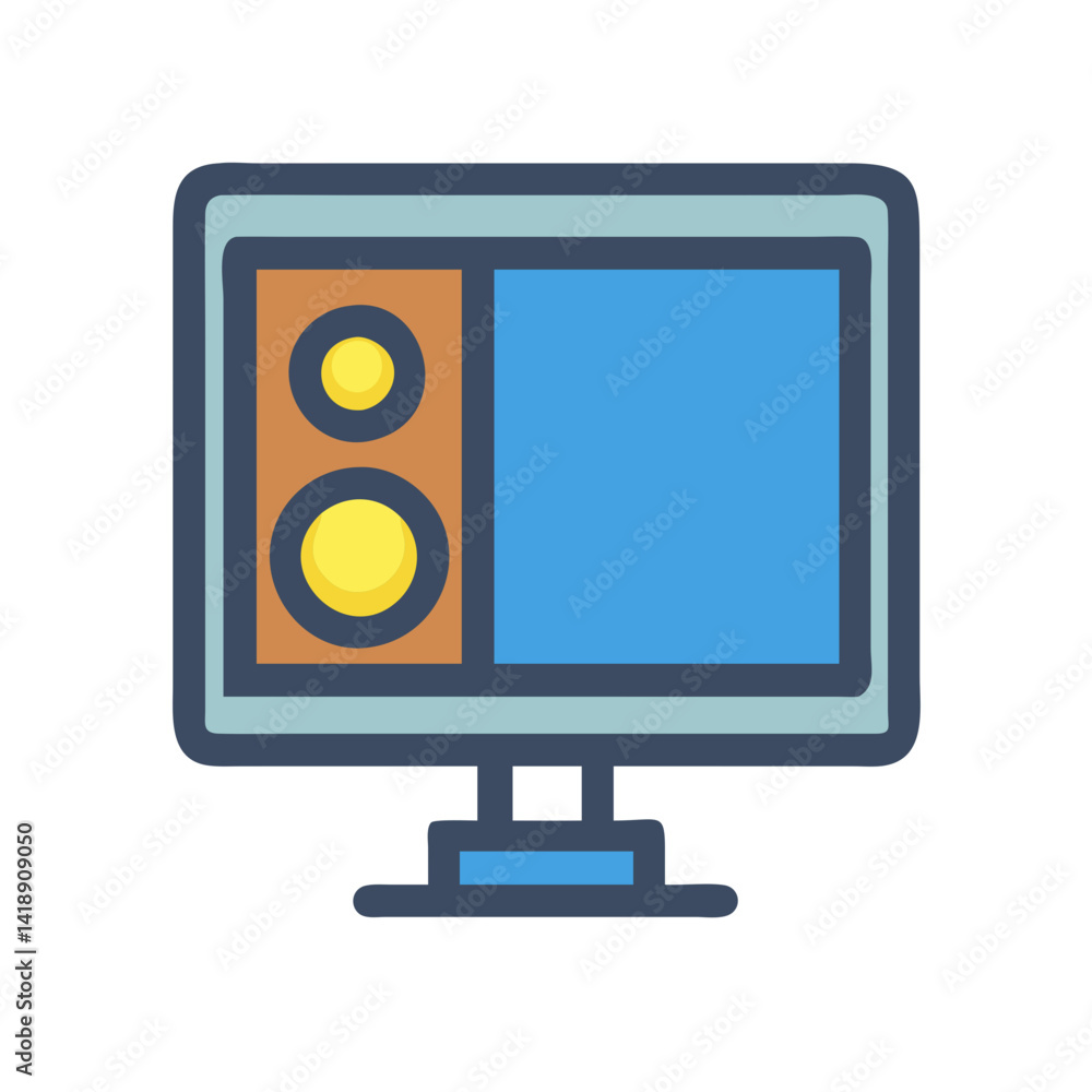 Flat design display with circles on black background Flat design display with circles on black background