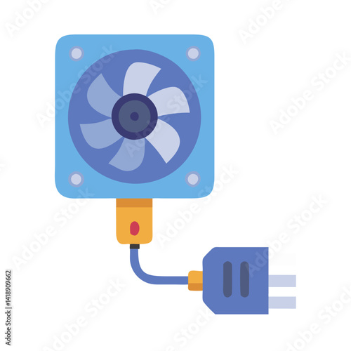 Cartoon CPU fan with a power cable and connector