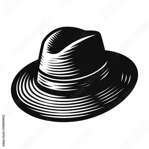 hat silhouette black white vector