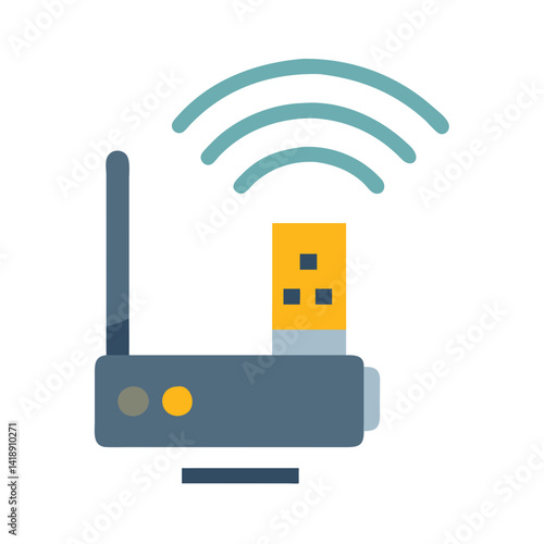 Stylized Wireless Router Icon on Black Background