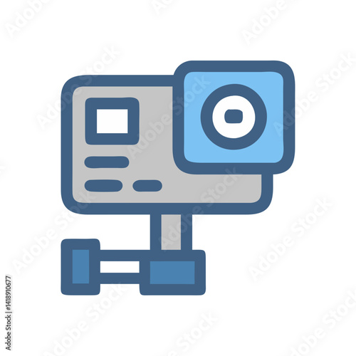 Action Camera Illustration: Blue and Gray Minimalist Vector Style