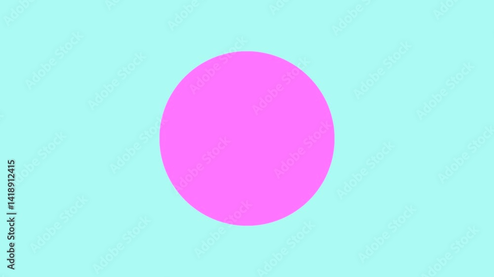 Two pink circles moving towards the center of a light blue background are animated in motion, merging into one Two pink circles moving towards the center of a light blue background are animated in motion, merging into one