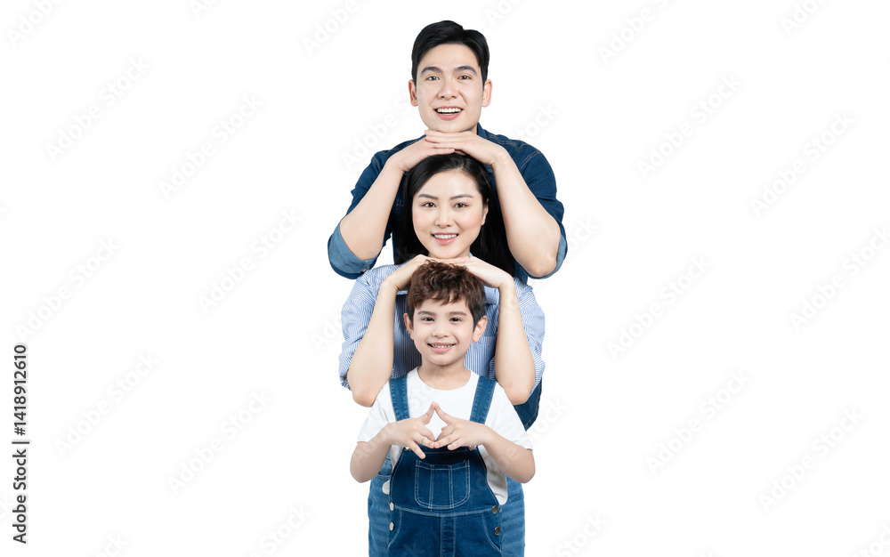 Fototapeta premium portrait of an asian family posing on a white background