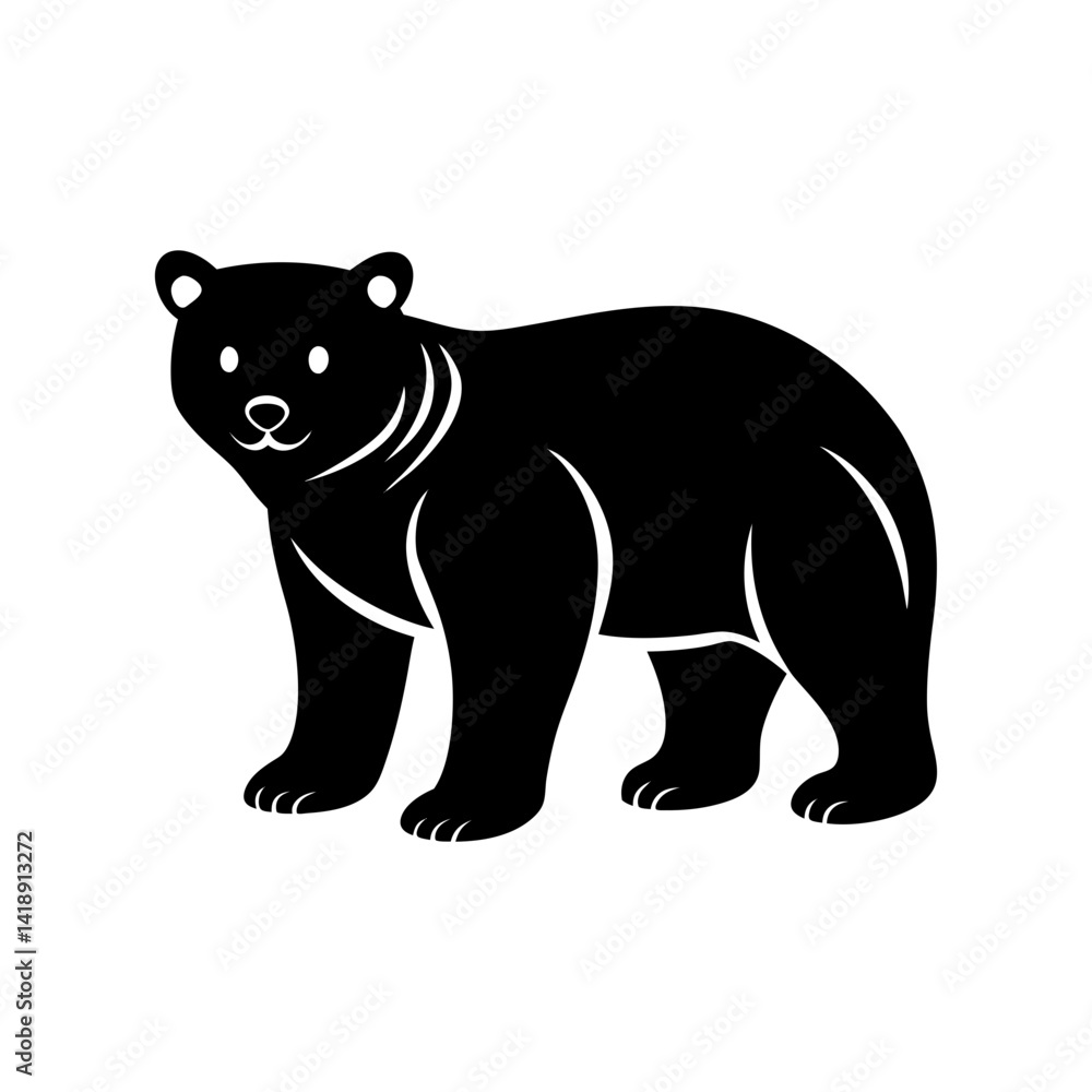 Fototapeta premium bear-cub-vector-silhouette illustration