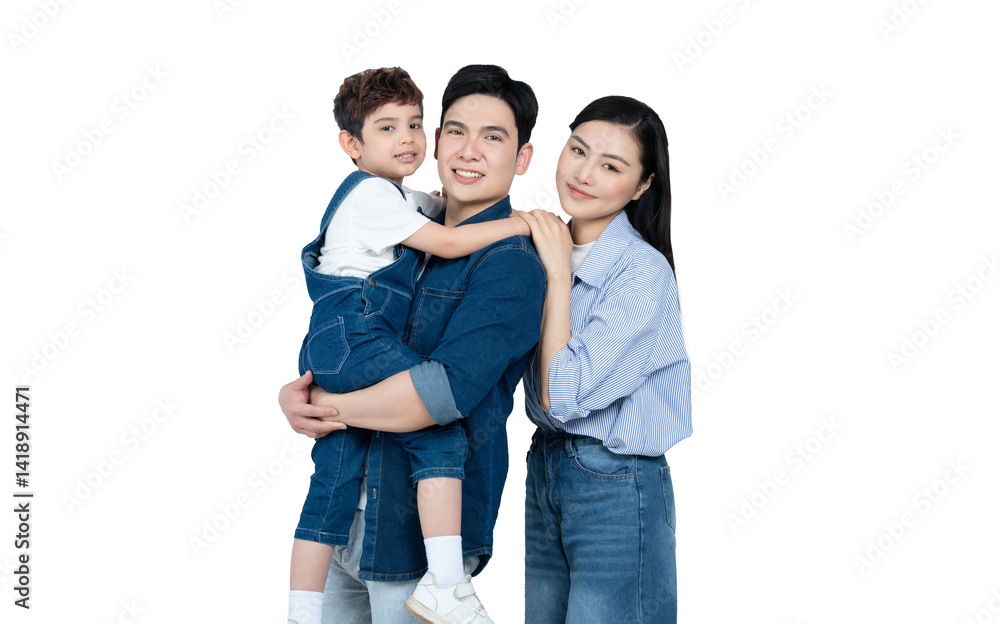 Fototapeta premium portrait of an asian family posing on a white background