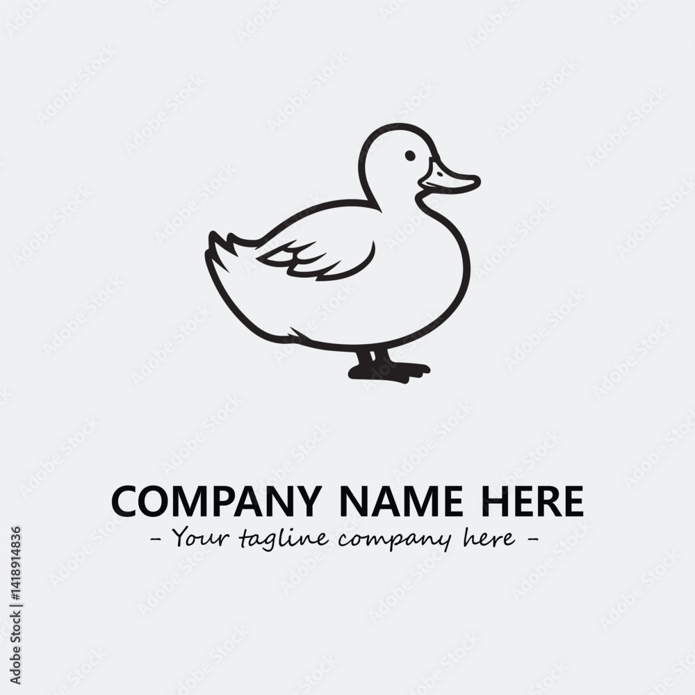 Duck illustration black and white for logo company vector image Duck illustration black and white for logo company vector image