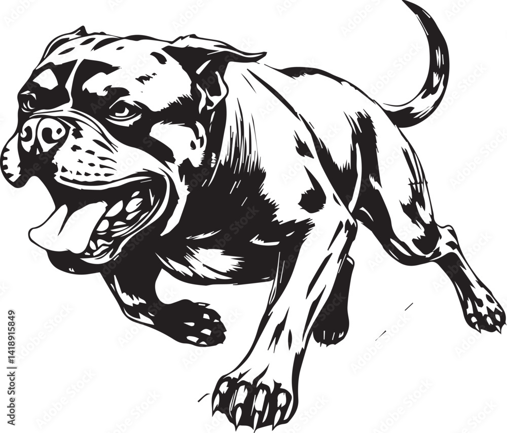 Obraz premium Rottweiler, rottie Peeking Dog,black vector silhouette illustration on white background