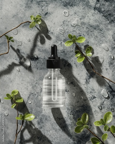 Glass Dropper Bottle with Botanical Accents