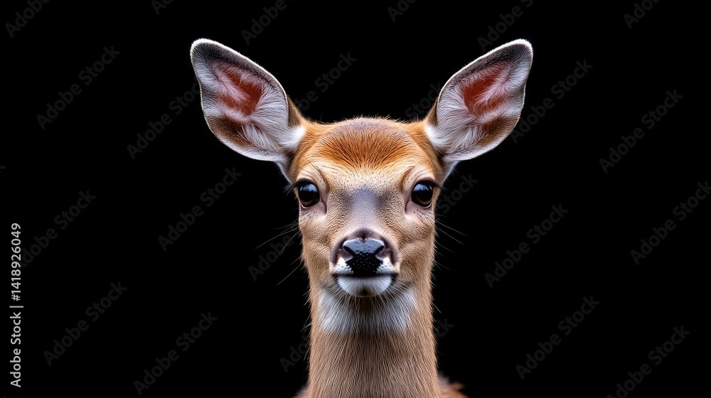 Fototapeta premium Close-up portrait of a fawn, direct gaze