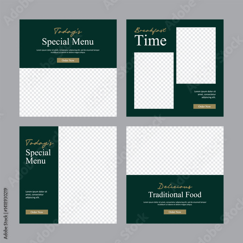 Culinary social media post collection vector