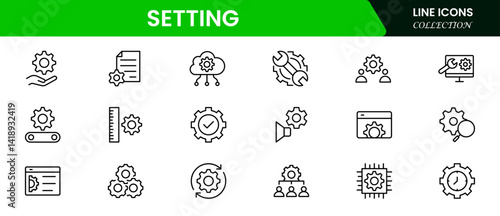 setting thin line icons. For website marketing design, logo, app, template, UI, etc. Vector illustration web line icon collection