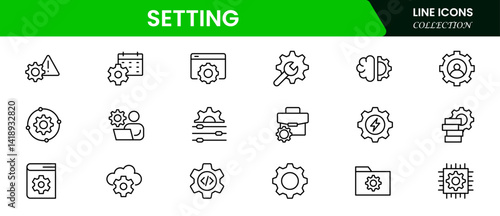 setting thin line icons. For website marketing design, logo, app, template, UI, etc. Vector illustration web line icon collection