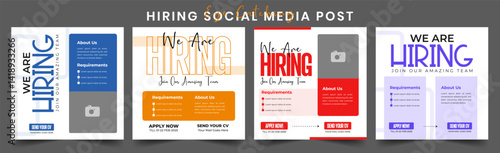 We Are Hiring Social Media Post Template for Job Openings and Staff Recruitment Easy to Edit Design Perfect for Promoting Vacancies on Instagram Facebook LinkedIn and Other Hiring Platforms.