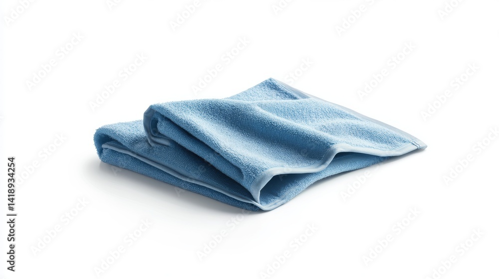 A neatly folded blue cloth sits gracefully. Its soft texture invites touch and adds color to any space. Perfect for home decor or creative projects. Generative AI