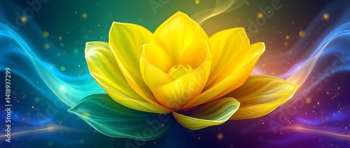 A Radiant yellow flower with magical background