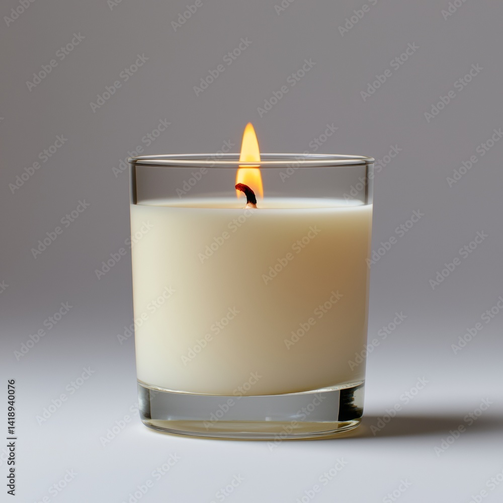 Scented Candle Flame in Glass Container, Relaxation & Meditation Focus Scented Candle Flame in Glass Container, Relaxation & Meditation Focus