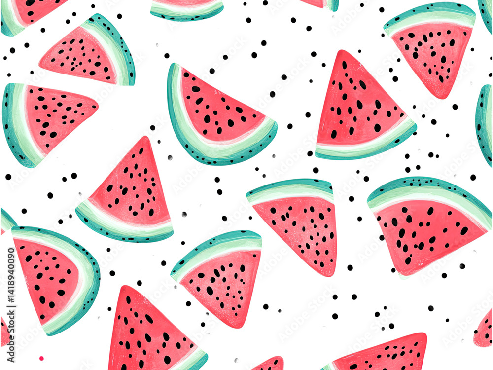 Summer Watermelon Pattern: A Vibrant and Refreshing Fruit Design for Textile, Wallpaper, and More Summer Watermelon Pattern: A Vibrant and Refreshing Fruit Design for Textile, Wallpaper, and More