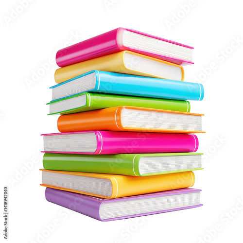 Wallpaper Mural Colorful stacked books create vibrant display, showcasing various bright covers and spines. This evokes sense of creativity and knowledge Torontodigital.ca