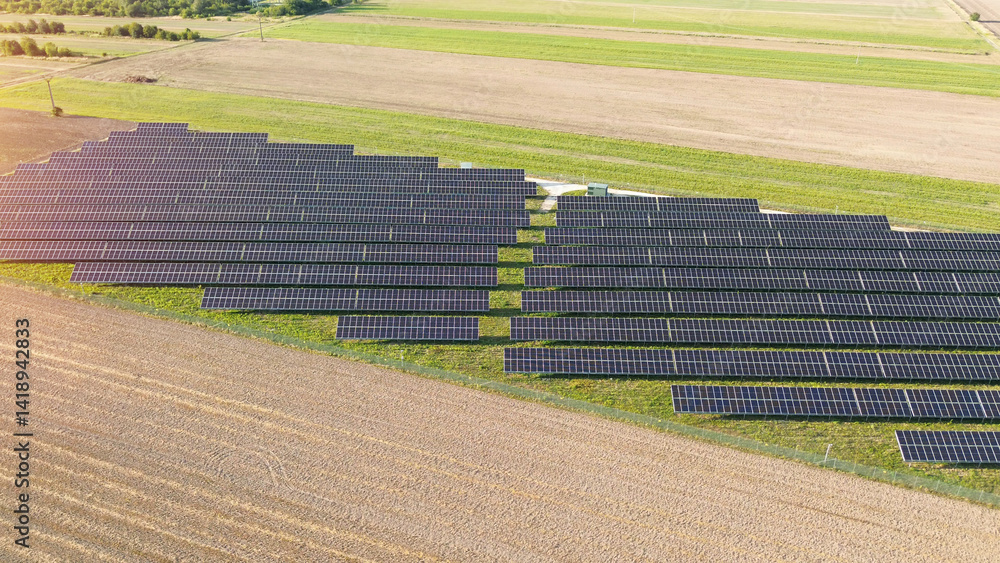 Solar panels covering agricultural land