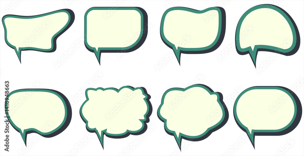 Fototapeta premium Collection of empty comic speech bubbles with halftone shadows, Comic speech bubble for design element. Doodle and pop art