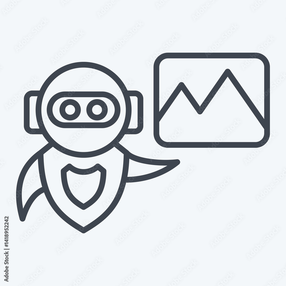 Icon AI Image. related to Artificial Intelligence symbol. line style Icon AI Image. related to Artificial Intelligence symbol. line style