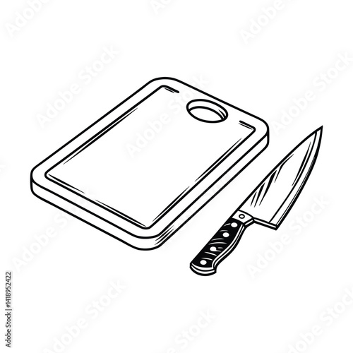 A sharp knife and a cutting board silhouette Art & Illustration, Restaurant cutting board vector