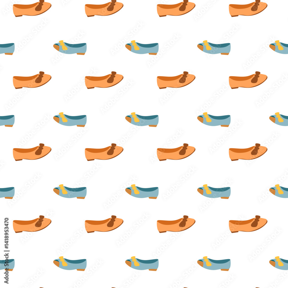 Seamless Pattern with Cute Shoes and Bows, Hand Drawn Girly Footwear Repeating Background for Textile, Wrapping Paper, Kids Fashion and Scrapbooking Design Seamless Pattern with Cute Shoes and Bows, Hand Drawn Girly Footwear Repeating Background for Textile, Wrapping Paper, Kids Fashion and Scrapbooking Design