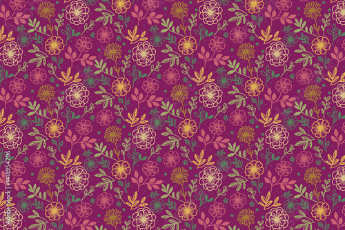 trendy one line floral pattern in continuous repeat for nature inspired textile designs wrapping papers and stylish home decor


