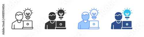 Idea Multi Style Icon Set Vector 