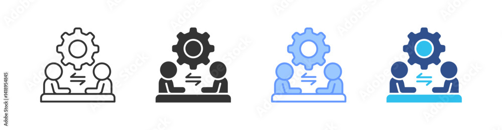 Teamwork Multi Style Icon Set Vector Teamwork Multi Style Icon Set Vector