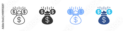 Funding Multi Style Icon Set Vector 