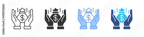 Funding Multi Style Icon Set Vector 