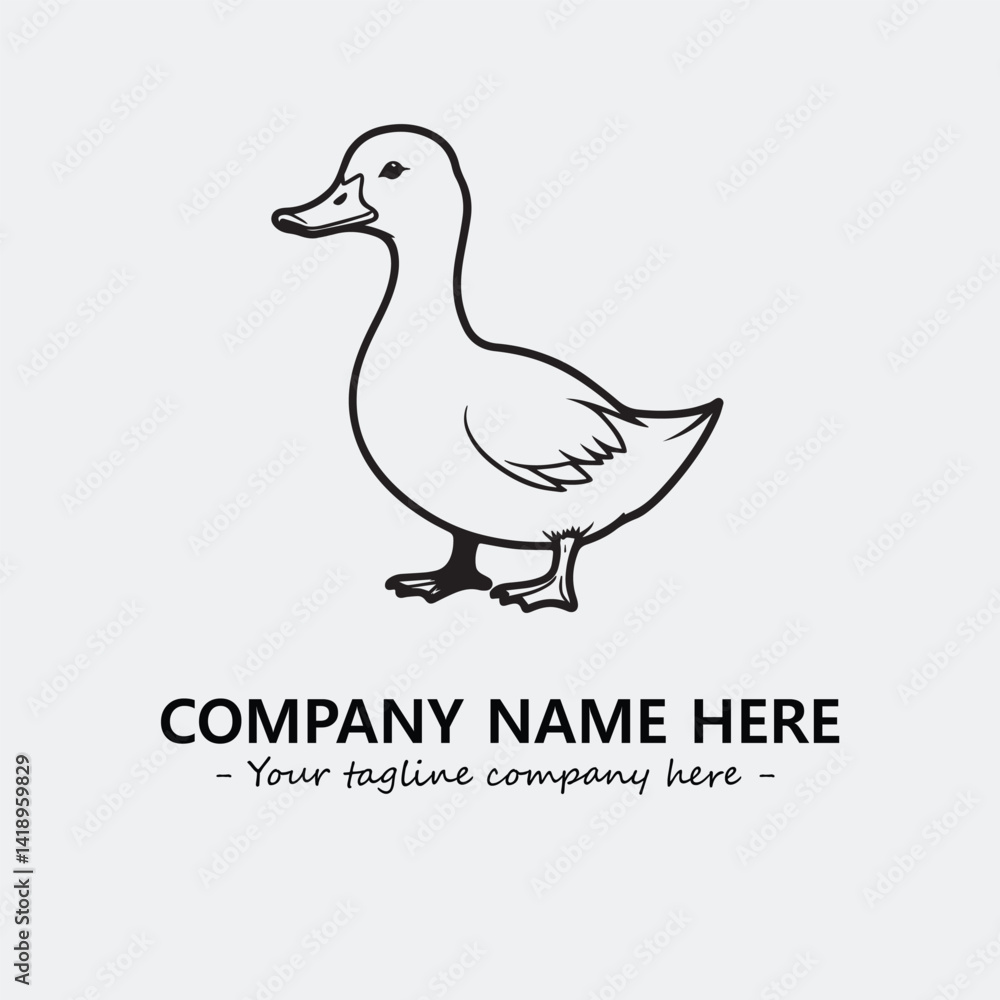 Duck illustration black and white for logo company vector image Duck illustration black and white for logo company vector image