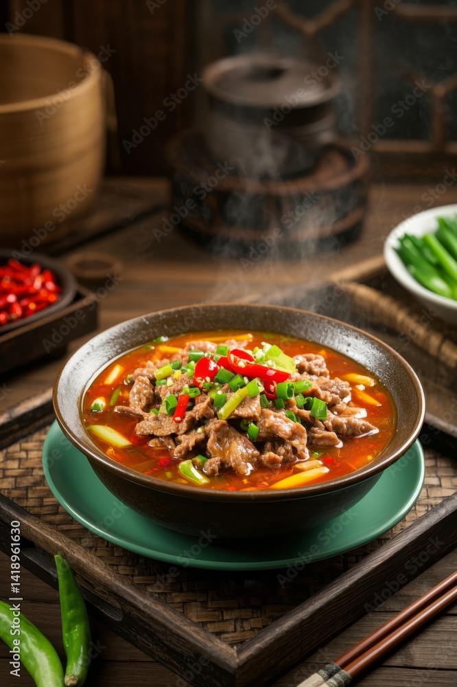 Steaming Beef Soup% A Spicy and Tempting Beef Gourmet Steaming Beef Soup% A Spicy and Tempting Beef Gourmet