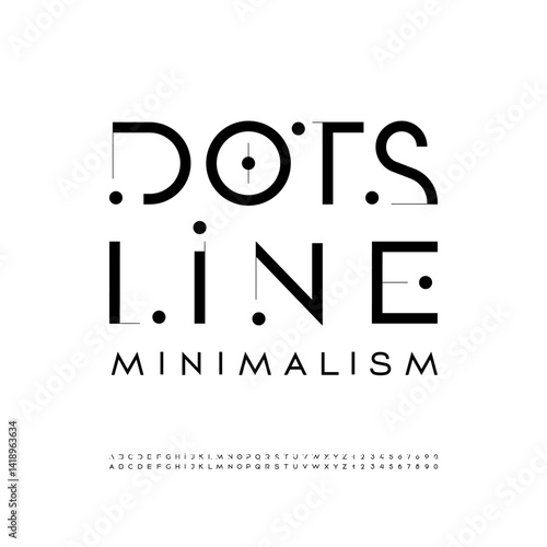 Font thin alphabet, letters and numbers