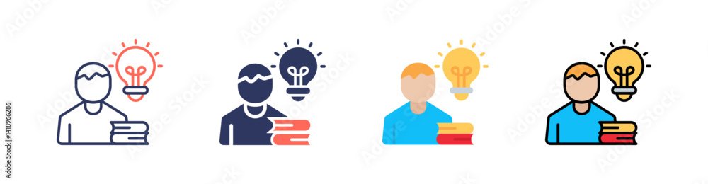 Studying Multi Style Icon Set Vector Studying Multi Style Icon Set Vector