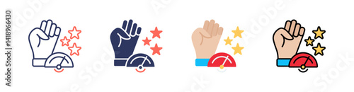 Over Confidence Multi Style Icon Set Vector 