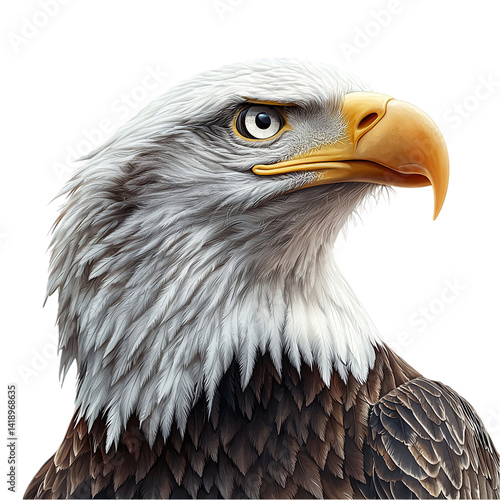 American bald eagle portrait majestic bird wildlife isolated on transparent  background png