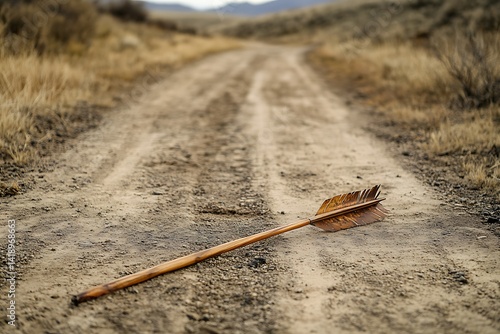 a broken arrow on the muddy tract