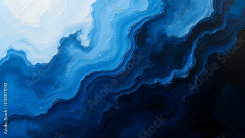 abstract painted background with bold white brushstrokes swirling over rich black and deep blue hues, high-contrast textured design, modern artistic visual for dynamic creative use HD