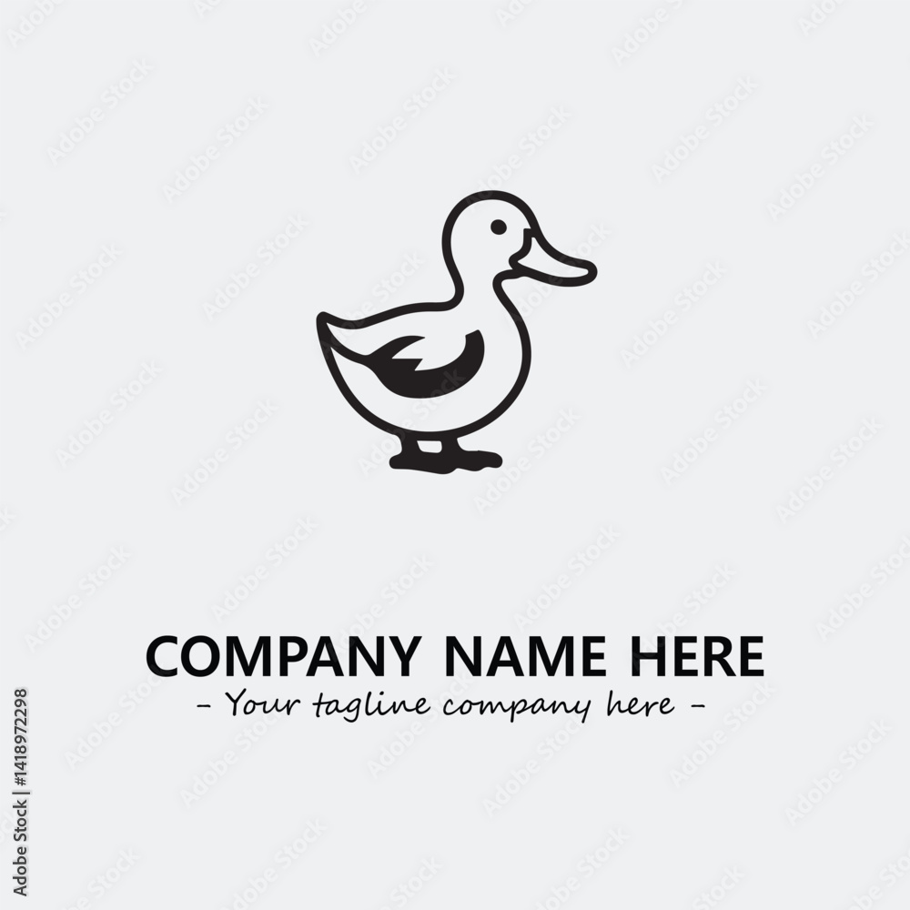 Duck illustration black and white for logo company vector image Duck illustration black and white for logo company vector image