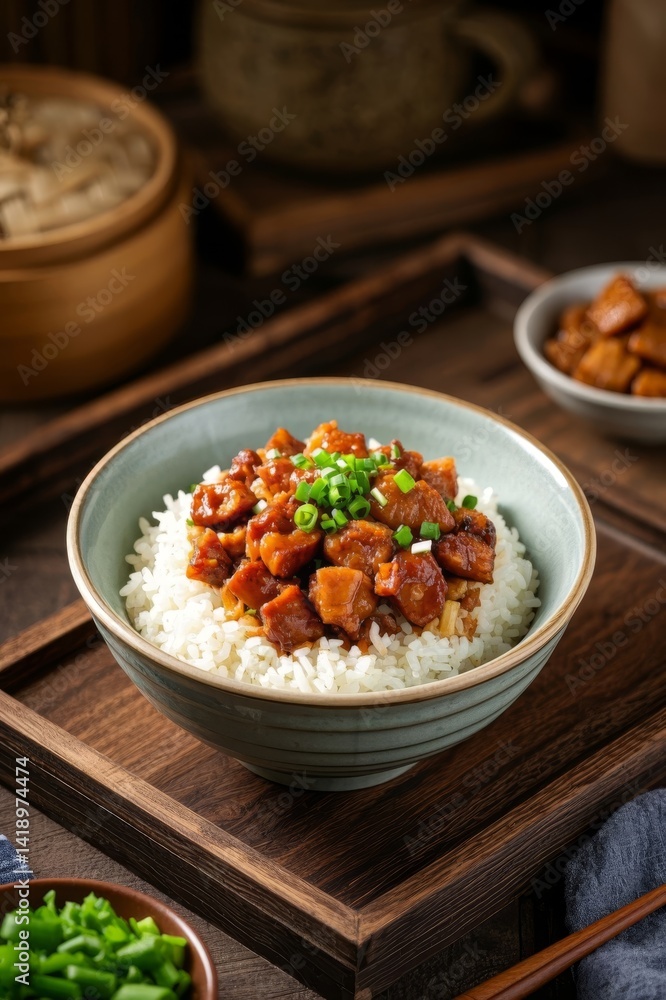 Heart-warming home-cooked braised pork rice bowl%A A fragrant Chinese delicacy Heart-warming home-cooked braised pork rice bowl%A A fragrant Chinese delicacy