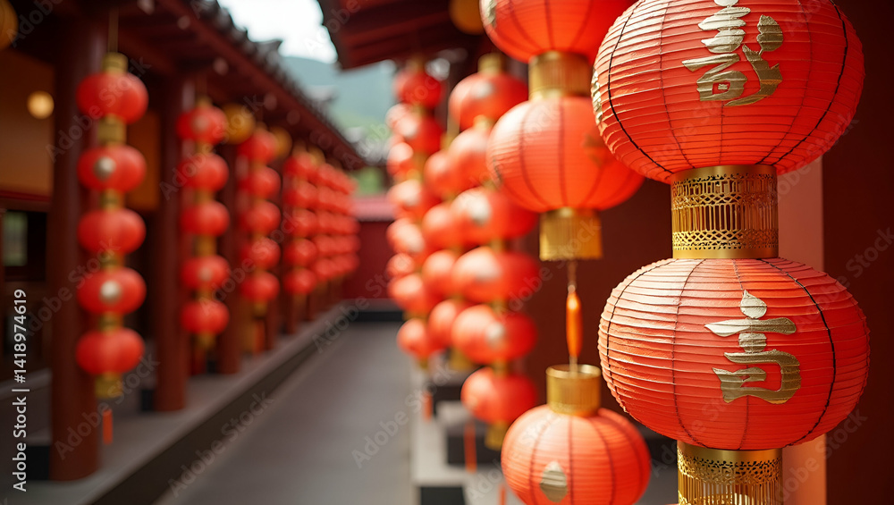 Naklejka premium Elevate Your Cultural Ambiance: Exquisite Vesak Festival Decorations Merging Intricate Designs with Modern Art for Premium Stock Imagery - Perfect for Photo Stock Concepts with Left-Side Space