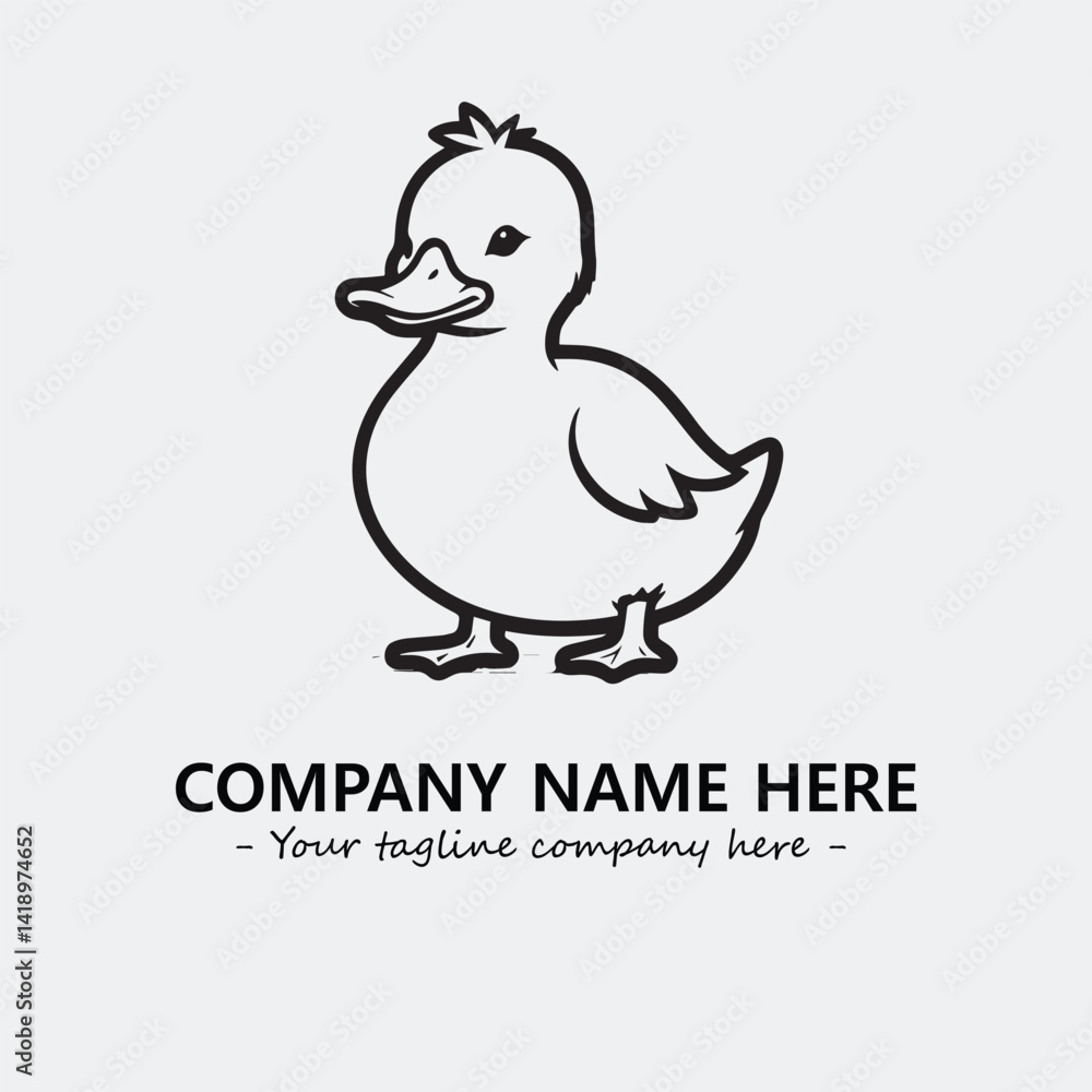 Duck illustration black and white for logo company vector image Duck illustration black and white for logo company vector image