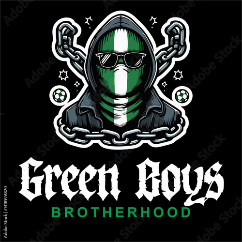 Vector Illustration of Football Fans Ultras hooligan for logo, design Shirt 