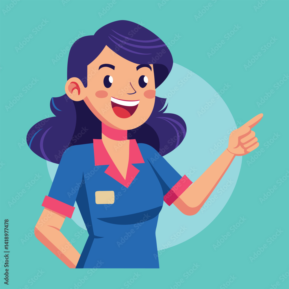 Happy stylist young woman pointing at copy space
Happy stylist young woman pointing at copy space