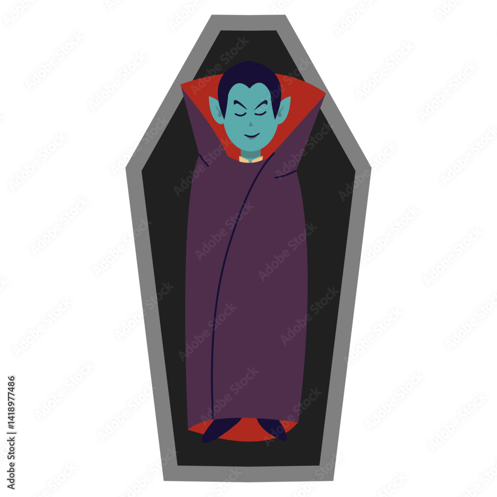 Halloween Vampire Illustration. Flat Vector Character.