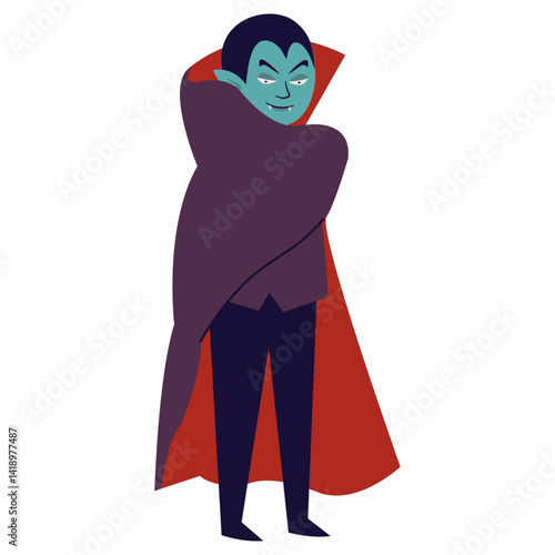 Halloween Vampire Illustration. Flat Vector Character.