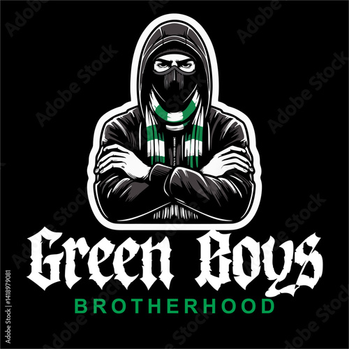 Vector Illustration of Football Fans Ultras hooligan for logo, design Shirt 