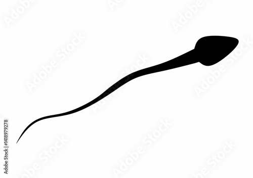 Black sperm silhouette icon on white background. Simple vector illustration for fertility, reproduction, biology, or medical concepts.